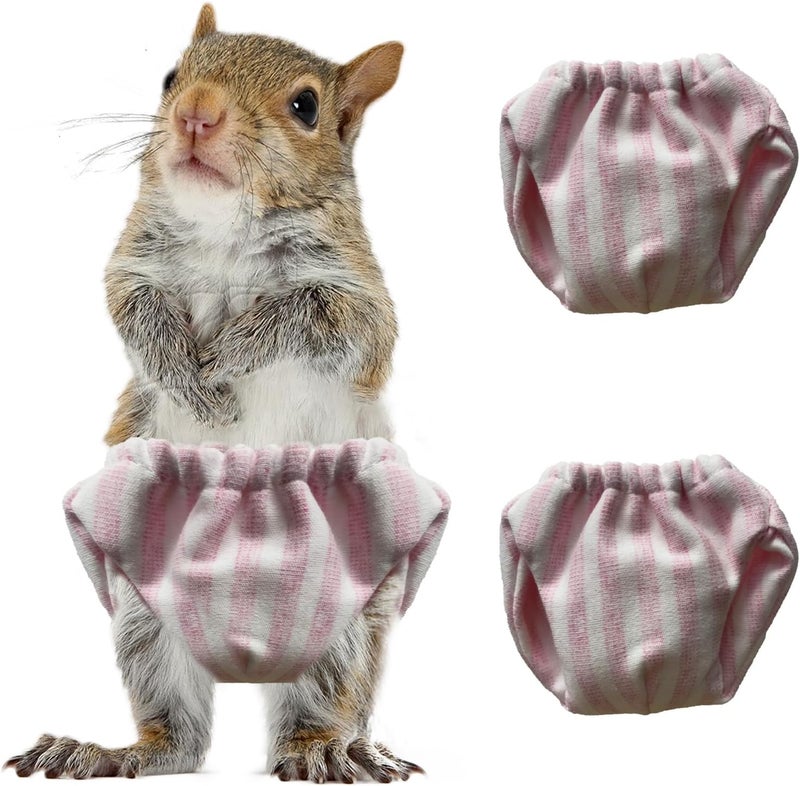 hokable 2PCS Small Pet Diapers,Adjustable Sugar Glider Diapers Climbing Diapers,Washable,Specially Designed for Use on Pet Squirrels Small Medium Guinea Pig. (Pink Stripes, S) - Image 1
